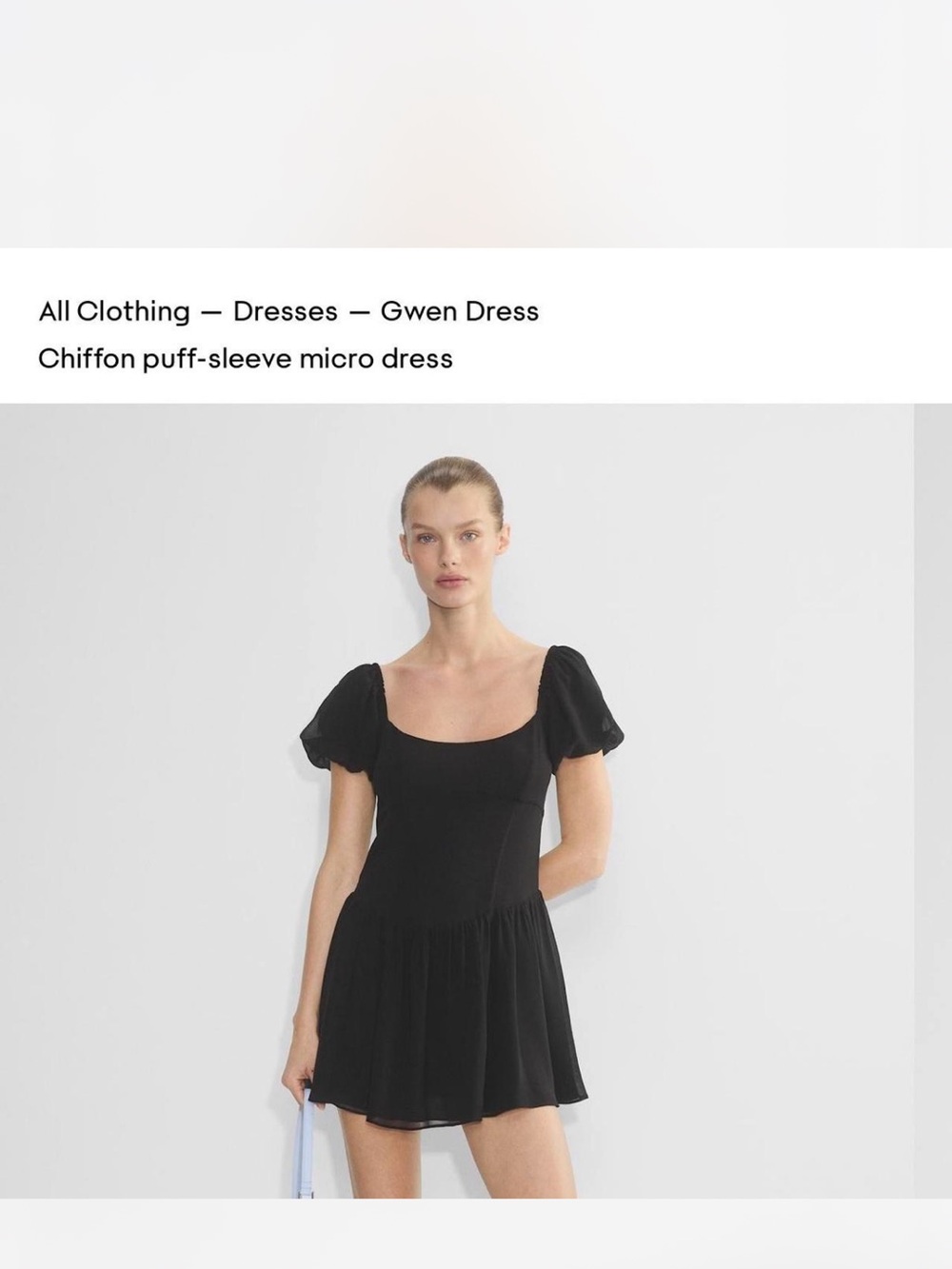Aritzia Black Chiffon Puff-Sleeve Mini Dress
